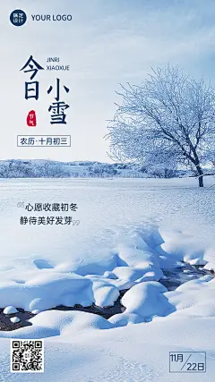 新媒体小雪节气祝福手机海报排版