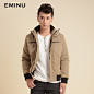 eminu依米奴 冬款新品 男装时尚都市连帽风衣棉服 短款外套 #新品# #男装# #时尚#