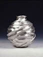 HIROSHI SUZUKI –SILVER WAVES  Aqua-Posey VII, 2008  hammer-raised fine silver vessel