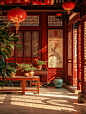Midjourney | AI新年春节返乡中式房屋背景 - 小红书