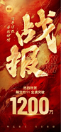 双十一业绩战报喜报全屏竖版海报