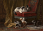 General 1800x1302 artwork cats painting chair kittens curtains animals mammals