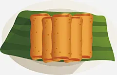 手绘春卷高清素材 手绘 斑点 春卷 条纹 碟子 竹叶 菜品 免抠png 设计图片 免费下载