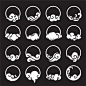 Chinese cloud and modern icon vector set. Premium Vector