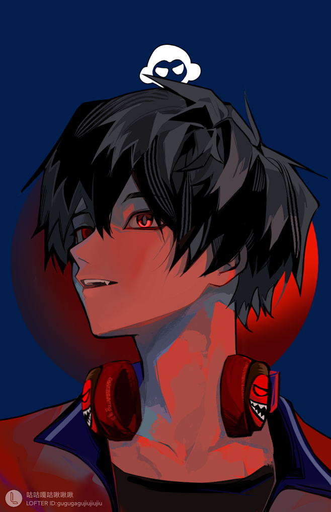 少年仰头头像红侧脸