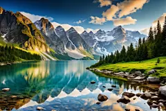 草坪植物山川美景插画图片