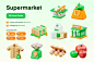 Supermarket 3D Icon 16款3D立体卡通趣味超市购物大促折扣促销icon图标设计素材源文件 - UIGUI