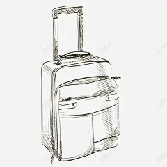手绘素描立体行李箱箱子 页面网页 平面电商 创意素材