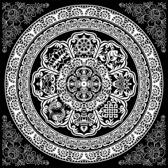 佛教八宝莲花坛城 描金线稿 唐卡西藏手绘diy 涂色 尼泊尔自制DIY-淘宝网