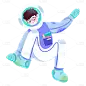 扁平风-手绘人物插画-宇航员男孩