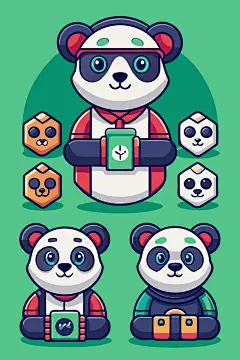 大熊猫矢量插画素材集合