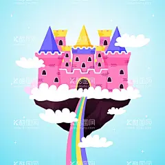 城堡  - 源文件下载【酷图网】城堡,童话,卡通,手绘,插图,建筑,童话城堡,梦幻城堡