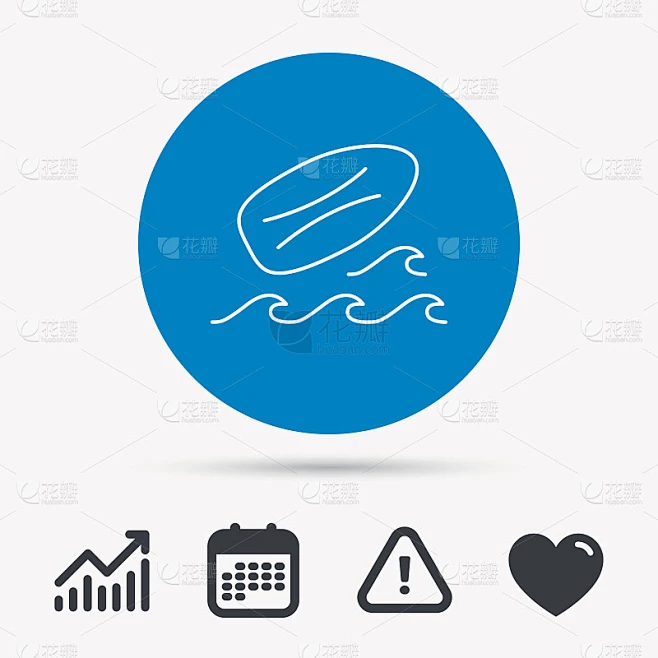 冲浪板图标。冲浪的海浪信号。素材-花瓣网