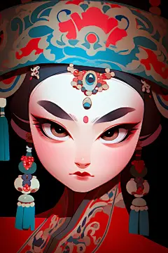 京剧人物插画绘画