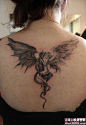 天使与魔鬼背部纹身图案
