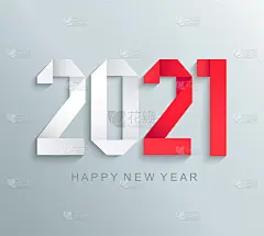新的2021年贺卡，纸质数字。