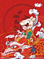 鼠年国潮插画鼠年送福