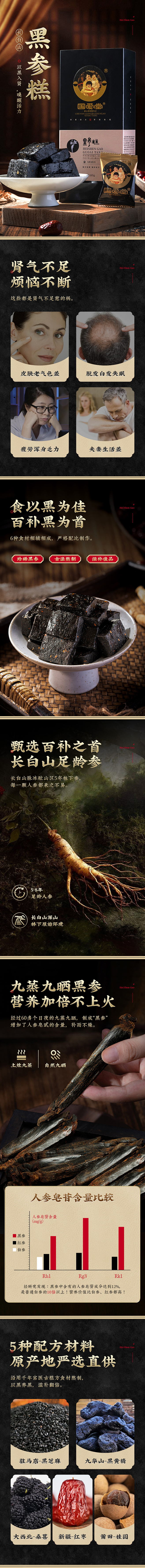 黑参糕、食补养生、古风详情详情页设计