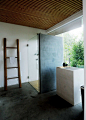 concrete floor for the bathroom...i like it. | water closets