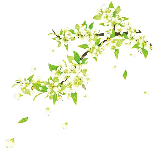 原创春季手绘梨花元素