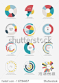 set of info graphic pie charts
