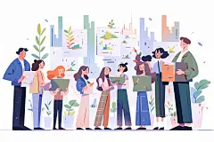 B端扁平风商业插画汇报-图巨人