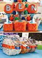 FUZZY Orange Monster Party // Hostess with the ... | G-kids home sc...
