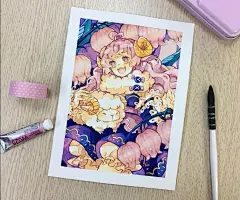 水彩插画 | 二次元梦幻小美人儿 : INS插画师：lazee.b