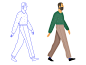 A simple guy photoshop walking styleframe character design character illustration