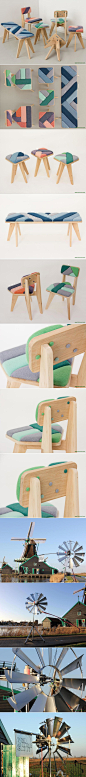 【Windworks】这是来自设计师 Merel Karhof 最新的设计作品，名为 Windworks。Windworks 是一系列饰有彩色棉垫的家具，其独特之处在于家具的每一个组件都是通过风能驱动制作的。http://bit.ly/1bjpIqy