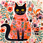 猫咪野兽派风格插画B