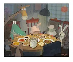 年夜饭插画_百度图片搜索