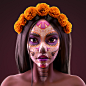 La Catrina 2021, Ernesto Ruiz Velasco : After last years Catrina, my wife gave me the awesome idea to make it a regular thing for "Día de los Muertos". I remodeled the face and reworked textures, groom and many other aspects of the image. I Did 