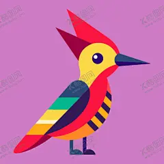 简洁的彩色节日素材啄木鸟 【酷图网】啄木鸟,啄木鸟素材,啄木鸟插图,矢量啄木鸟,矢量图,插图,海报,广告素材,鸟类