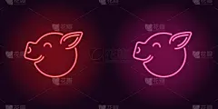 红色,粉色,小猪,霓虹灯,似人脸,可爱的,猪,动物,牛肉,剪影
