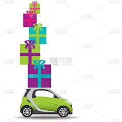 汽车,小的,礼物,创造力,概念,传单,图像,模板,堆