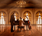 人,教育,生活方式,室内,60到64岁_532029187_Caucasian music teacher and student at piano in ballroom_创意图片_Getty Images China