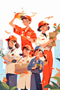 快乐五一劳动节职业人物元素插画