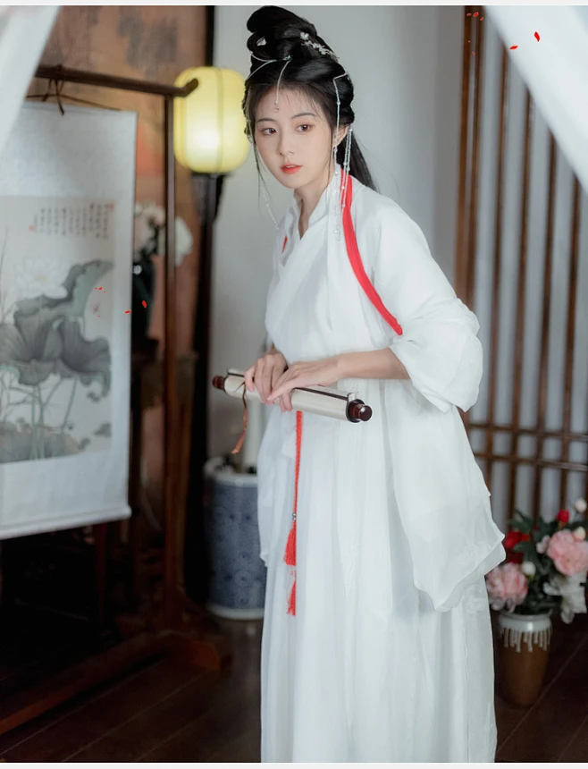 霜雪原创神明少女汉服魏晋风襻膊交领齐腰广袖流仙裙仙气飘逸套装-tmall.com天猫-花瓣网