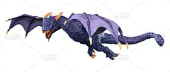 3D插图幻想龙在白色