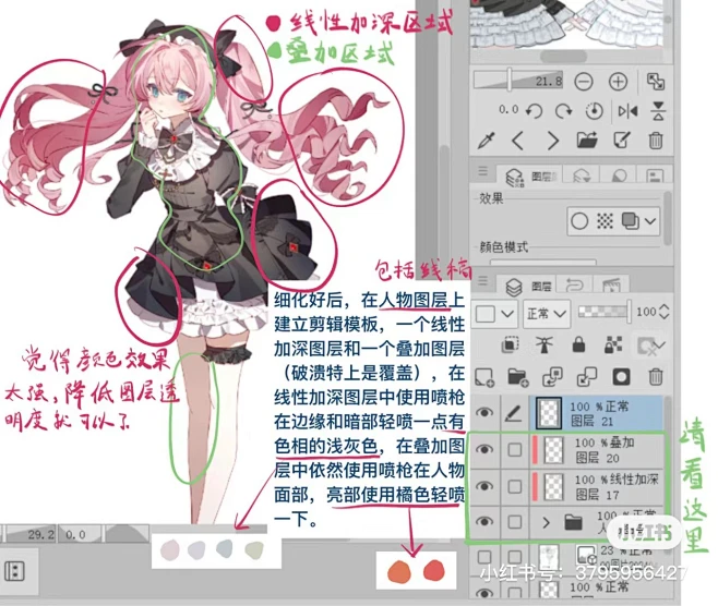 上色二分阴影参考 人模#参考#绘画 #模板#教程 版权归作者所有，侵删-花瓣网