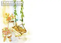 手绘植物编织的秋千背景 – 风景图片 – 素材元素