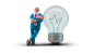 Businessman with light bulb 3D Illustration