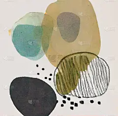 抽象的艺术背景。几何、色彩组合、绘画、油漆斑.影子。现代艺术
