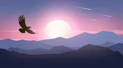 手绘卡通山水风景插画设计
