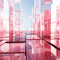 Glass tiles with glass pink shapes in this background, in the style of vray tracing, columns and totems, light white and white, bold shadows, dripping paint, neo-academism--ar 19:32