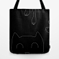 Black and White Cat Print Tote Bag - Cat Tote Bag - Market Bag - Library Bag - Kids Tote Bag - Durable Tote Bag - Large Tote Bag