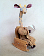 OOAK Giraffe Wool Miniature Book Chair Miniature Sweater Library