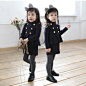 2014秋款新品韩版童装 女童假两件套裙子 双排扣儿童连衣裙 加厚