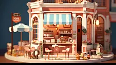咖啡店3d建筑现代建筑古风建筑故宫建筑